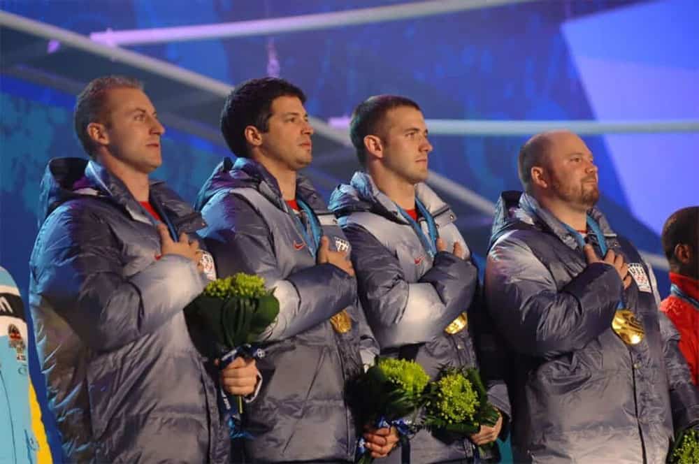 Olympic gold at the medal ceremony