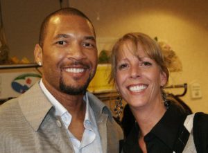 Baseball legend Gary Sheffield and Marybeth D'amico show off their Dr. Dean Smiles.